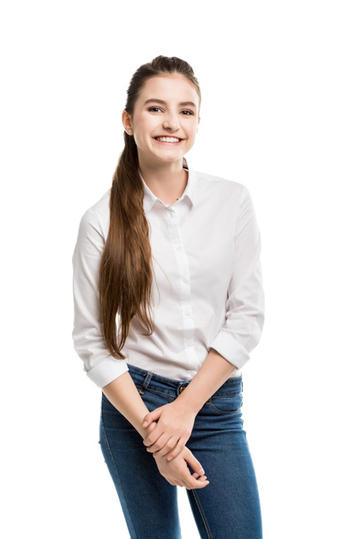 cheerful caucasian teenage girl - Photo, Image