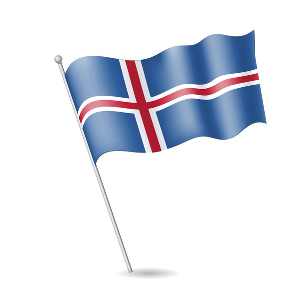 Flag of Iceland on flagstaff - Vettoriali, immagini