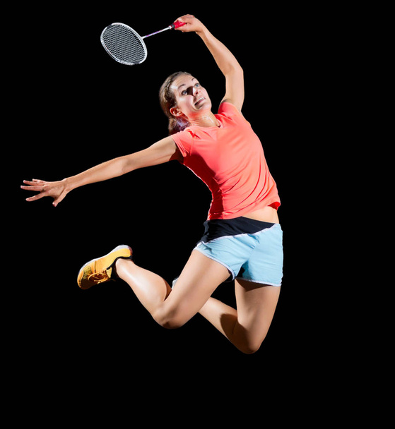 Woman badminton player (version without shuttlecock) - Фото, изображение
