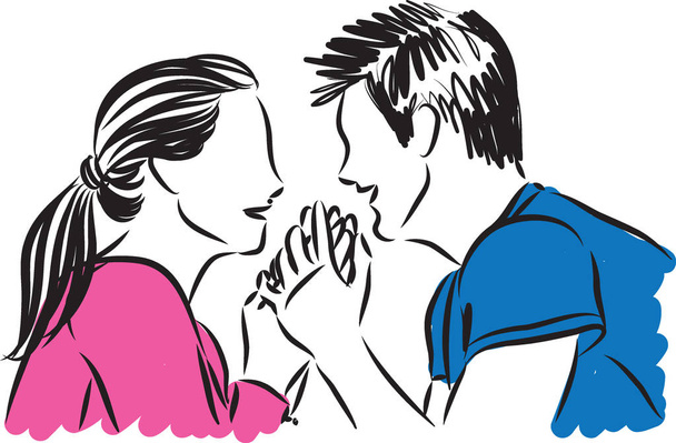 couple in love holding hands vector illustration - Vektör, Görsel