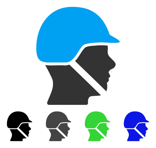 Soldier Helmet Flat Icon - Vetor, Imagem