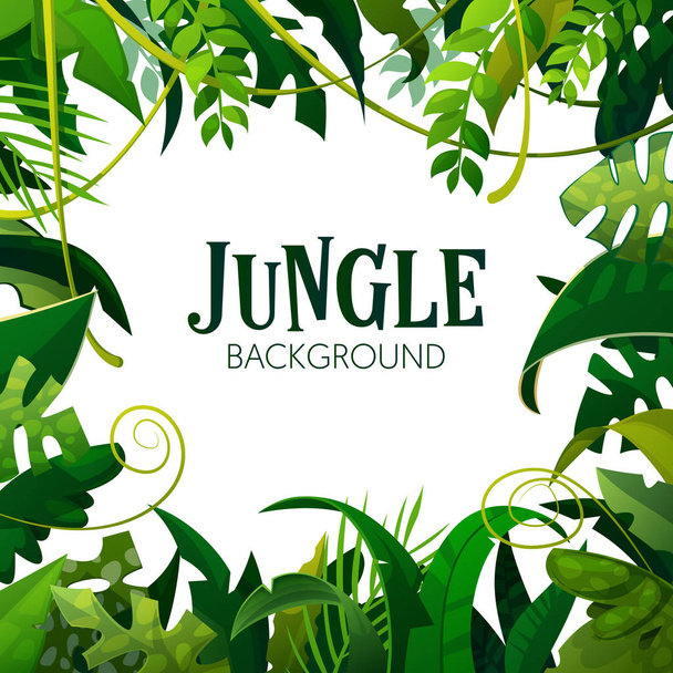 Jungle Tropical Leaves Background. Palm Trees Poster. Vector illustration - Vector, Image