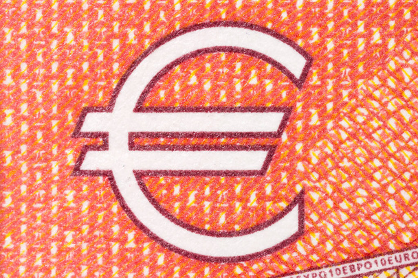Euro símbolo sobre fondo rojo
. - Foto, Imagen