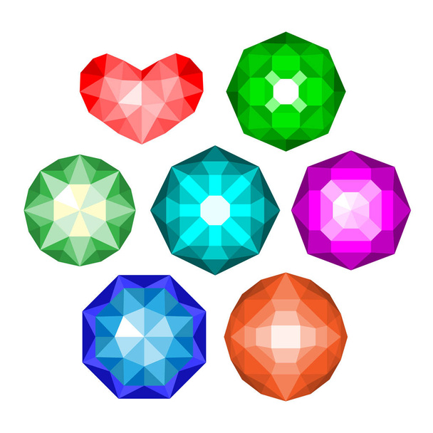 Set of multi-colored classic round brilliant cut gems. - Photo, Image