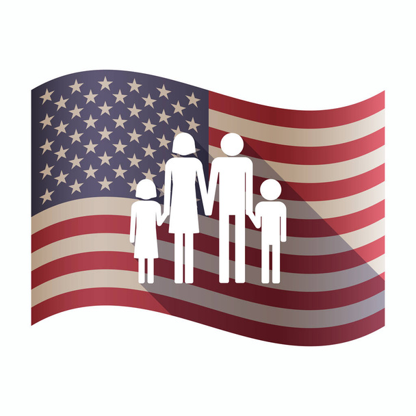 Изолированный флаг США с традиционной пиктограммой семьи
 - Вектор,изображение