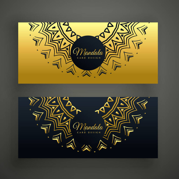black and golden mandala decoration banner design background - Вектор, зображення