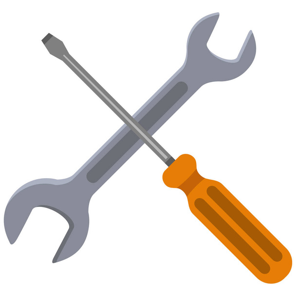 Crossed Wrench and Screwdriver - Vector, Image