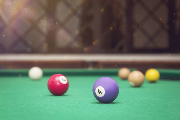 Billiard Balls in a pool table. - Foto, Imagem