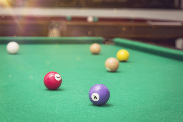 Billiard Balls in a pool table. - Foto, Bild