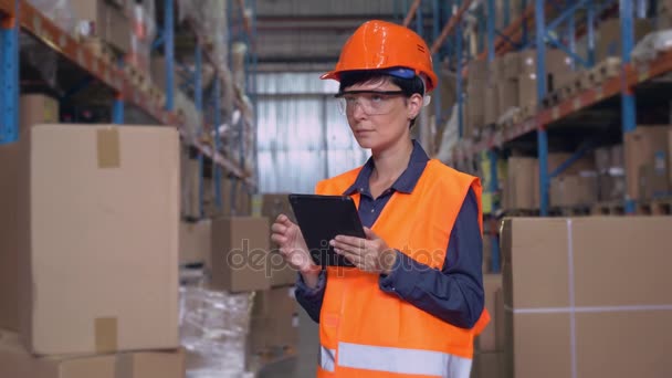 Portrait female at work in storehouse. - Footage, Video