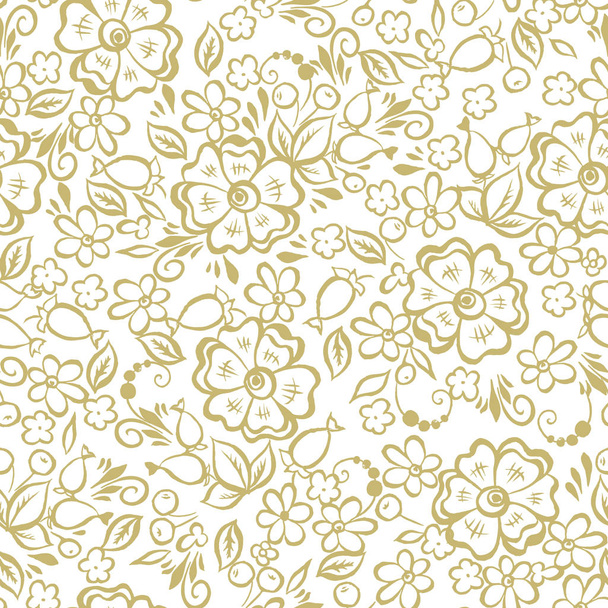 floral seamless pattern with flowers in russian folk style. - Wektor, obraz