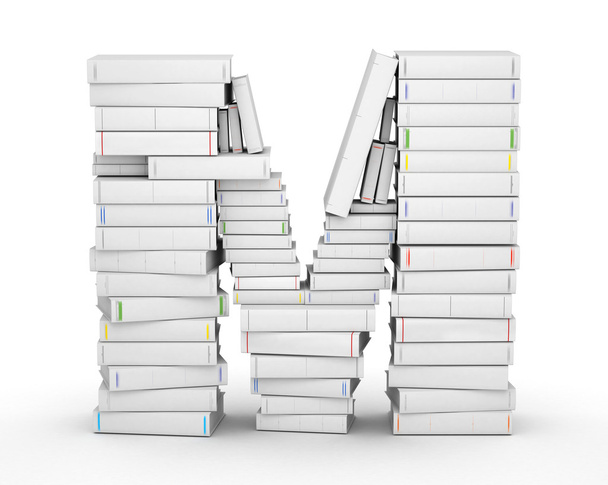 Letter M, stacked from blank books - Photo, image