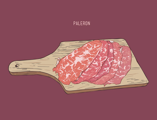 sliced paleron meat , sketch vector. - Vector, Image