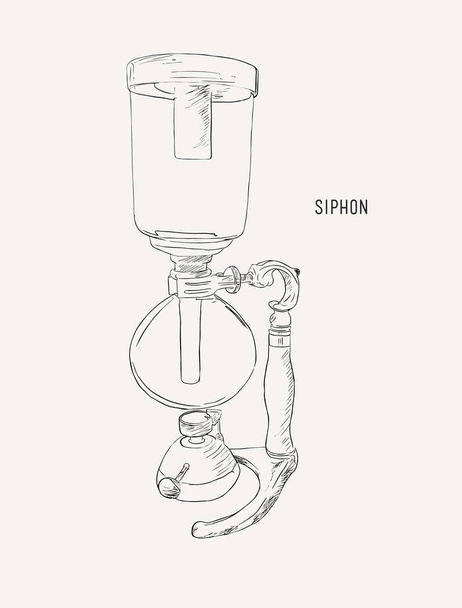 siphon or syphon coffee machine , sketch vector. - Vector, imagen