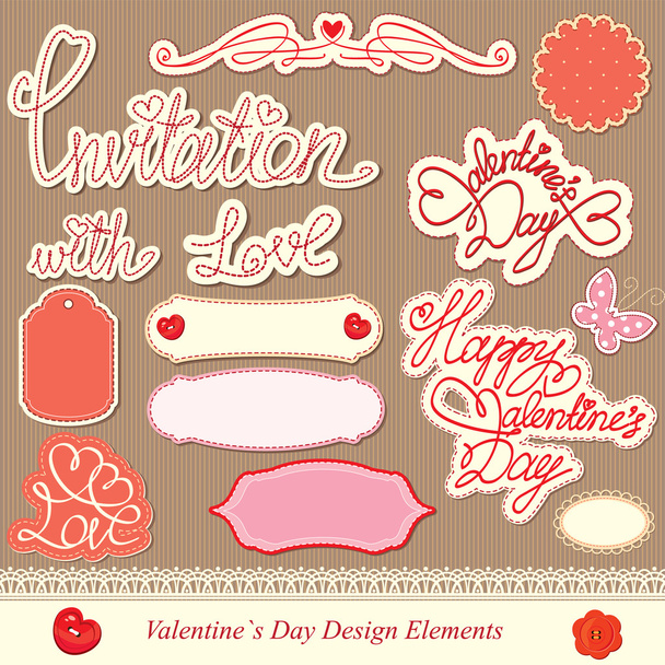 Elementos de diseño del día de San Valentín - diferentes etiquetas
 - Vector, imagen