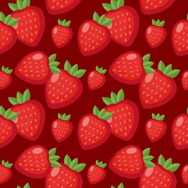 Strawberry seamless pattern. Berry endless background, texture. Fruits background. Vector illustration. - Vector, Image