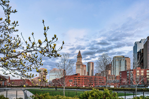 Οικονομική περιοχή δει από τη Βόρεια τέλος πάρκο Boston - Φωτογραφία, εικόνα
