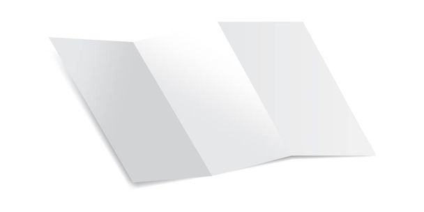 Trifold Blank Piece of Paper with shadows Mockup Vector Illustration. - Vector, Image