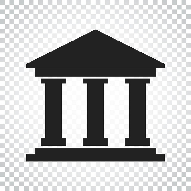 Bank building icon in flat style. Museum vector illustration on  - Vector, Image