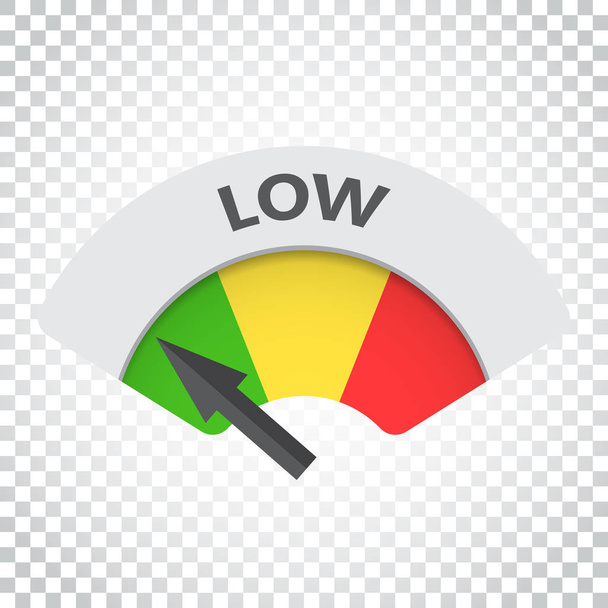 Icono de vector de indicador de riesgo de bajo nivel. Ilustración de combustible bajo en isola
 - Vector, imagen
