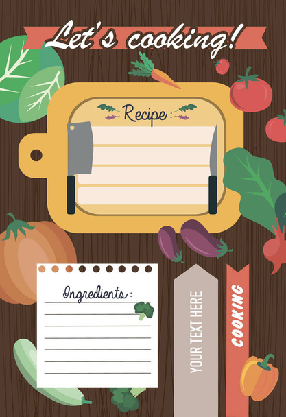 Recipe card. Kitchen shower card - Vector, afbeelding