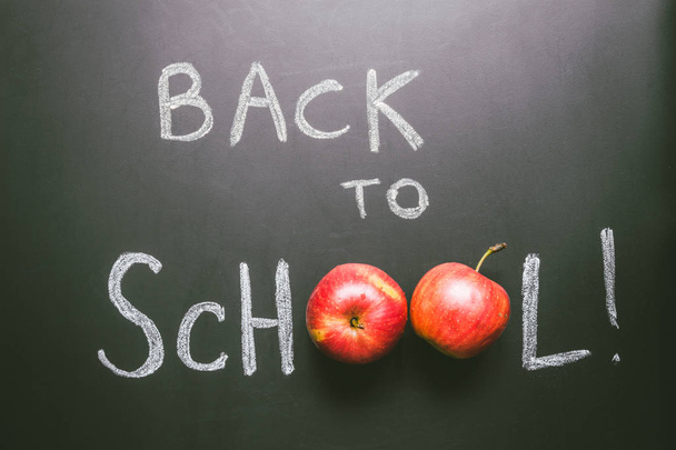 Back to school. Blackboard background, education concept. Top view - Фото, зображення