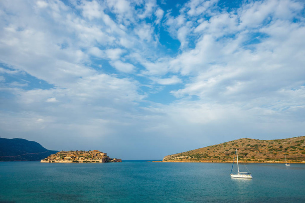 View of Ancient Ruins Of Medieval Fortress in Spinalonga Island, Crete, Greece - Photo, Image
