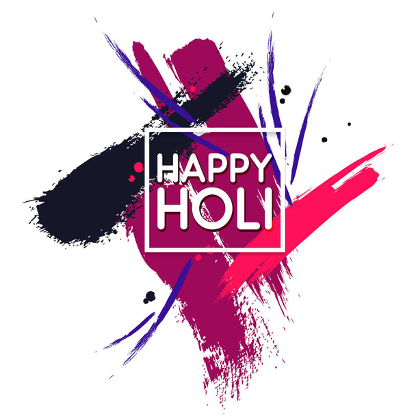 Vector Indian colors festival. Abstract decoration design for banner, print, poster and card. Happy Holi celebration calligraphy print - Vector, Image