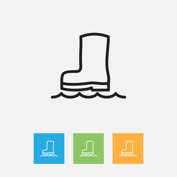 Illustration vectorielle du symbole climatique sur le contour des bottes en caoutchouc. Élément isolé de chaussures imperméables de qualité supérieure dans le style plat à la mode
. - Vecteur, image
