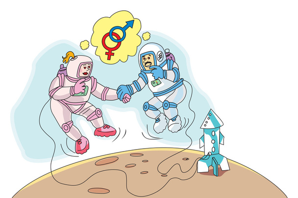Astronauts in Love, illustration - Vector, afbeelding