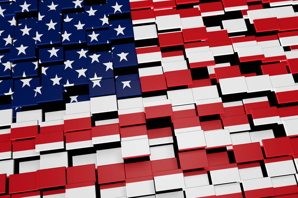 Vereinigte Staaten Länderflagge Hintergrund aus digitalen Mosaikfliesen gebildet, 3D-Rendering - Foto, Bild