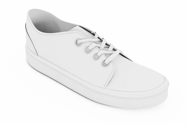 Νέα Unbranded λευκό κενό πάνινα παπούτσια. 3D rendering - Φωτογραφία, εικόνα