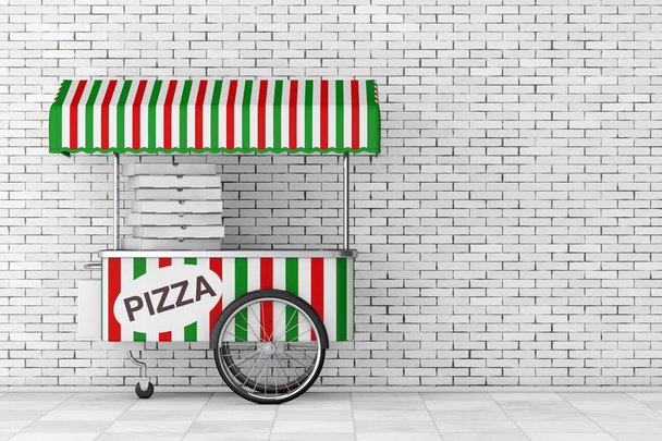 Pizza wagentje kar. 3D-rendering - Foto, afbeelding