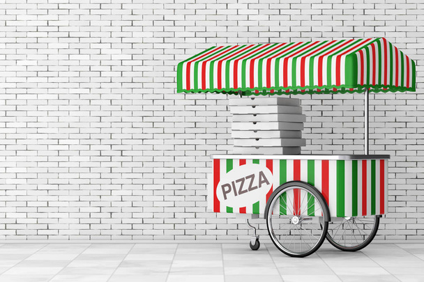 Pizza wagentje kar. 3D-rendering - Foto, afbeelding