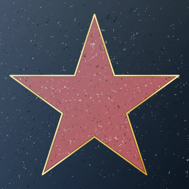 Hollywood Walk Of Fame. Vector Star Illustration. Famous Sidewalk Boulevard. Public Monument To Achievement - Vector, Image