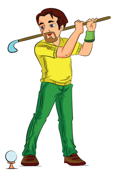 Man Playing Golf, illustration - Vector, Imagen