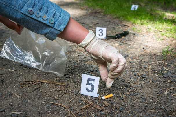 Investigator collects evidence - crime scene investigation - Photo, Image