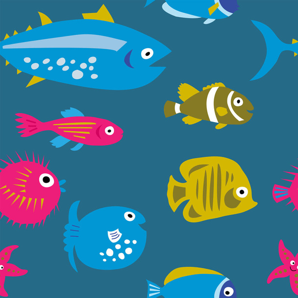 Seamless template with decorative beautiful fish - Vector, Image