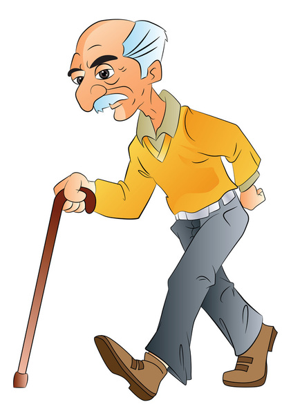 Старик ходит, иллюстрация
 - Вектор,изображение
