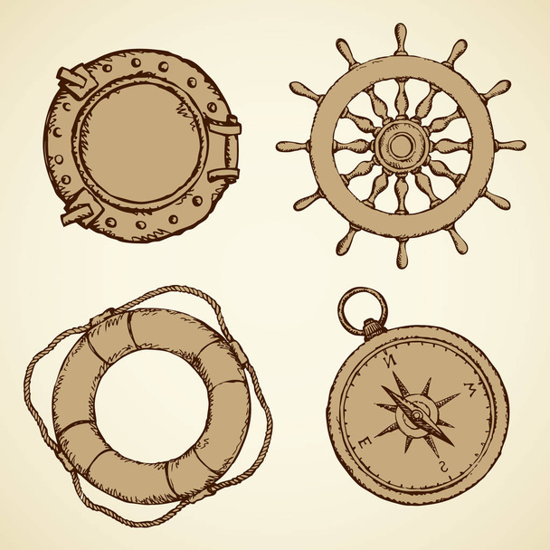 Vector illustration of sea ship supplies - Vector, Image