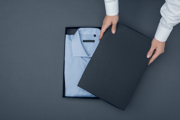 tailor with shirt in box - Photo, Image