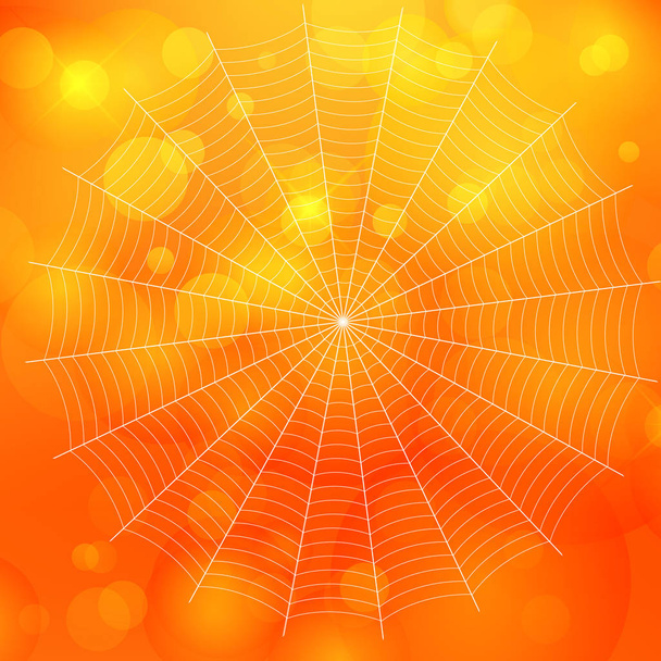 オレンジのスパイダー web、Vect ハロウィン背景のボケ味がぼやけ - ベクター画像