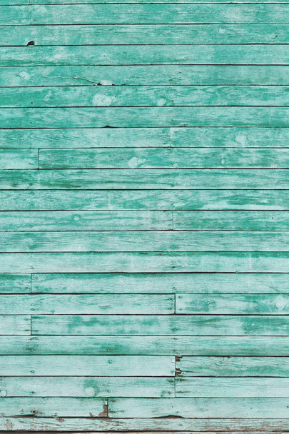 Old green shabby wooden planks with cracked color paint - 写真・画像
