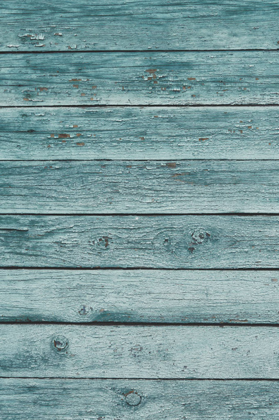 Old green shabby wooden planks with cracked color paint - Foto, immagini