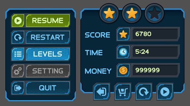 Interface buttons set for space games or apps - Vector, afbeelding