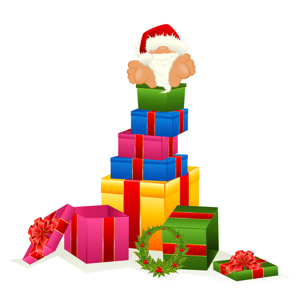 Άγιος Βασίλης με δώρα ένα - Διάνυσμα, εικόνα