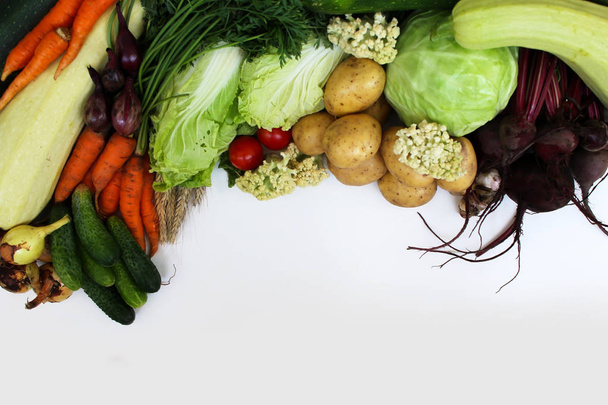 Fresh raw vegetables isolated on white background. - 写真・画像