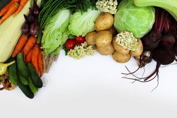 Fresh raw vegetables isolated on white background. - Fotografie, Obrázek