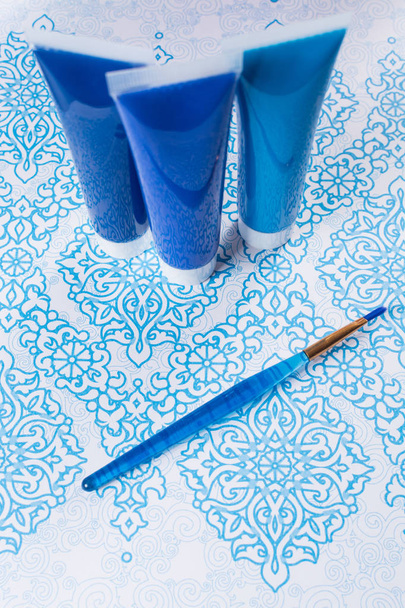 blau, indigo, kobaltfarben - wohnraumdesign konzept, auf - Foto, Bild