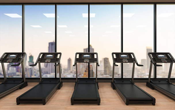 treadmills in fitness gym - 写真・画像